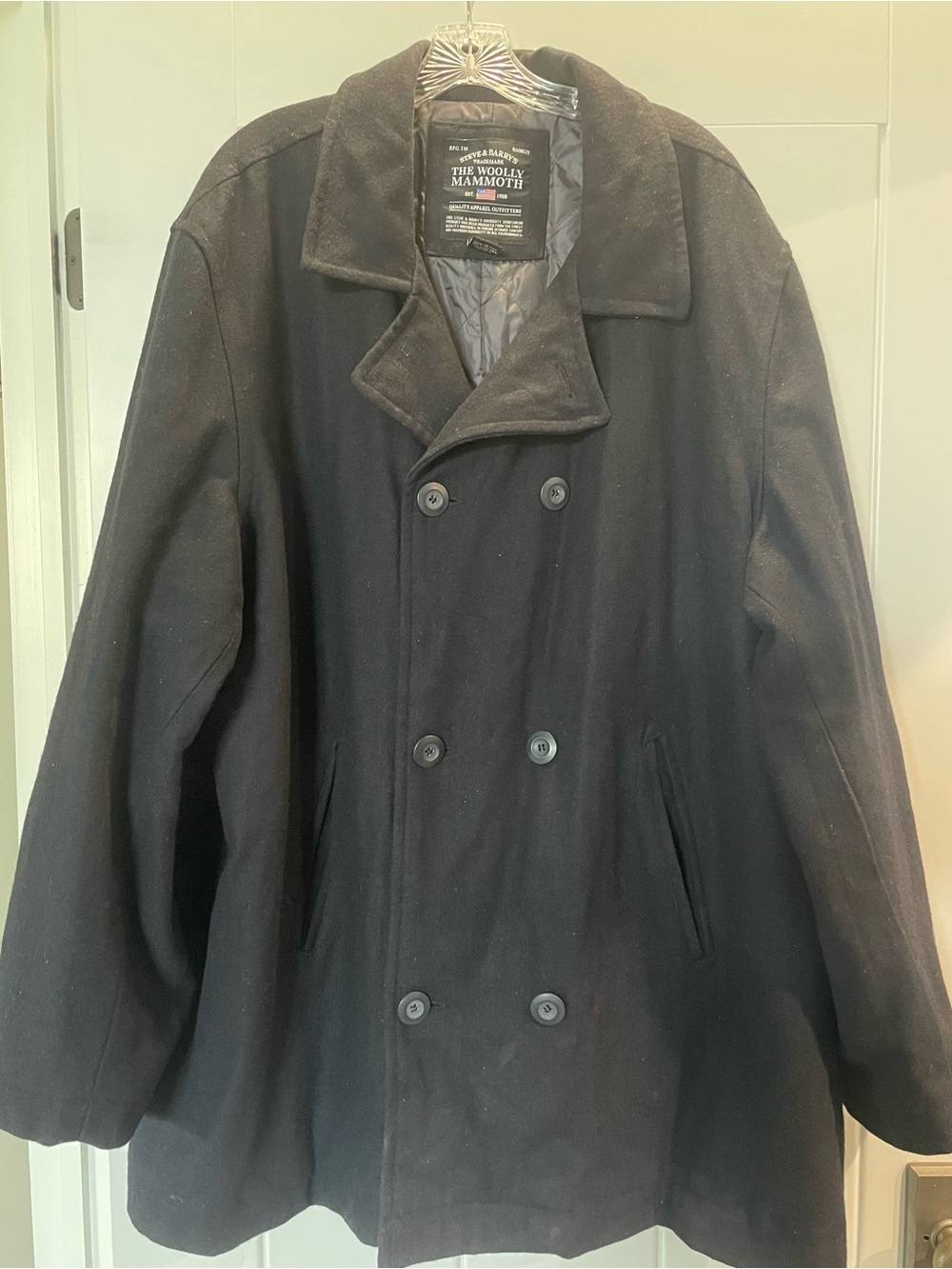 Steve & Barry's Men’s Navy Blue Double-Breasted Wool Peacoat